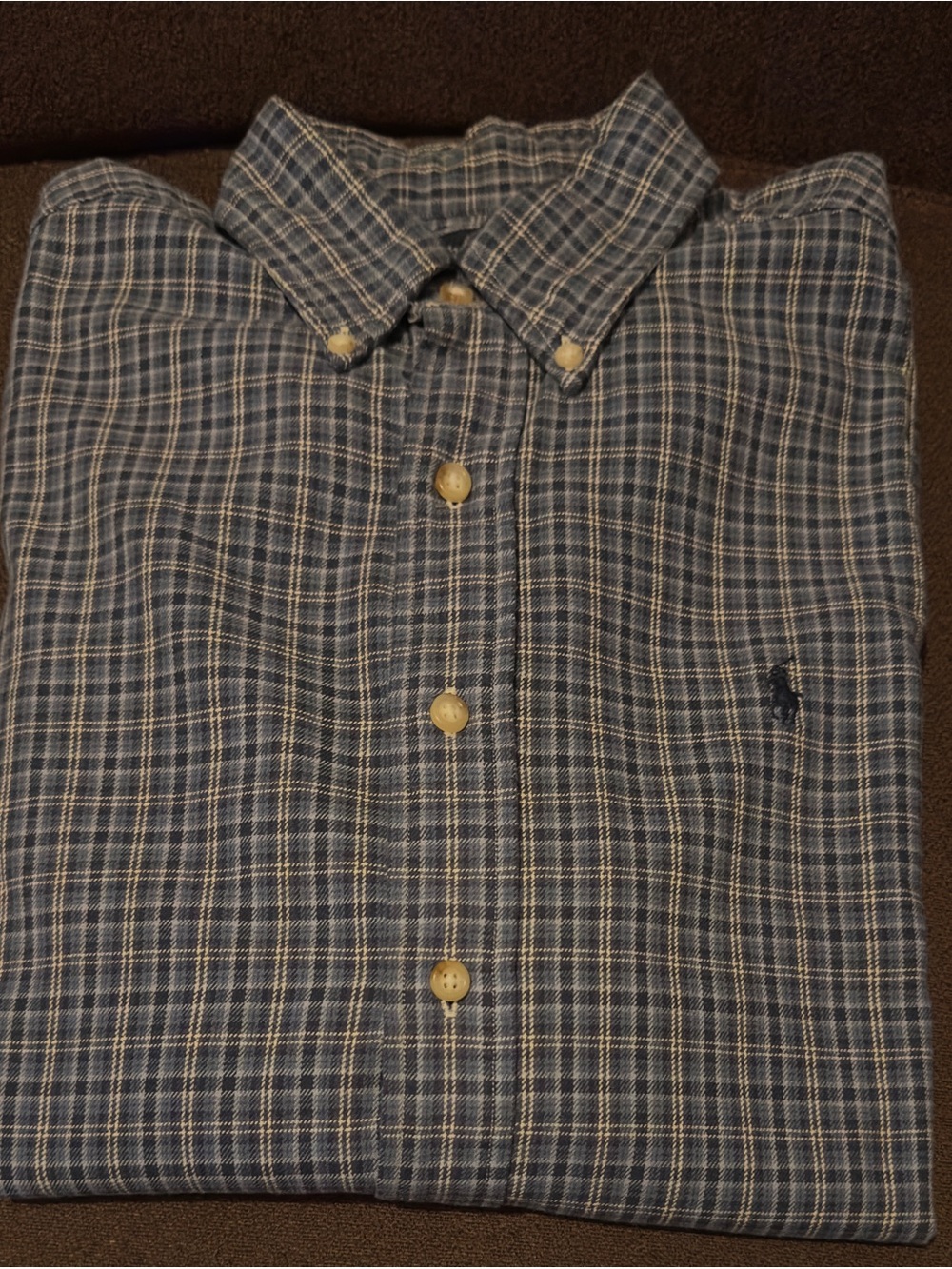 Ralph Lauren Blue Plaid Button-Down Men’s Shirt. Size Medium.